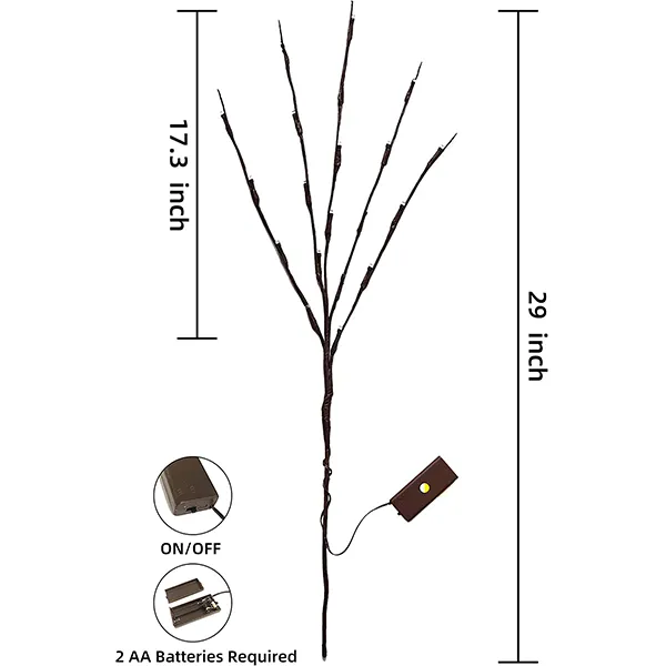 3Pcs Branch Lights, Warm White 29in 5 3Pcs Branch Lights, Warm White 29in - Image 5