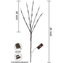 3Pcs Branch Lights, White 29in -Holiday Decor Store 3Pcs Branch Lights White 29in