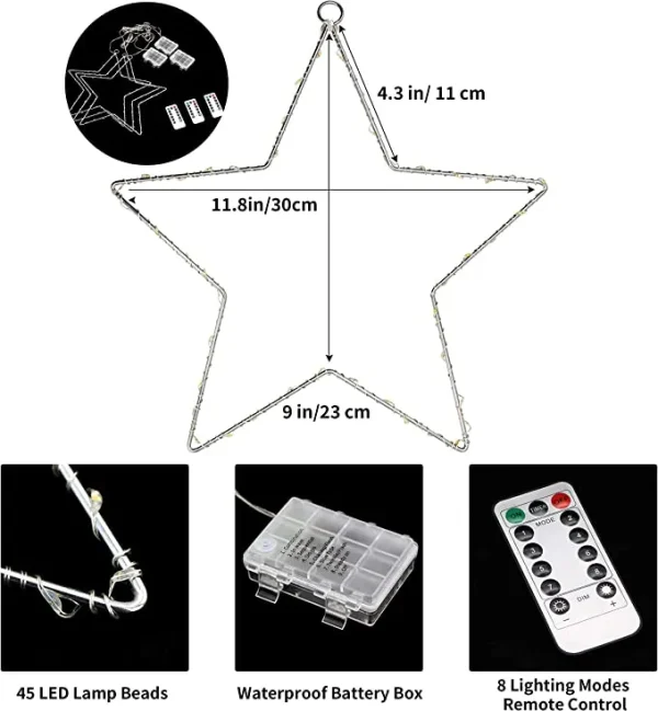 3pcs Star Fairy Lights Warm White 12in 4 3pcs Star Fairy Lights Warm White 12in - Image 4