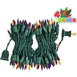 4x100 LED Multicolor Christmas Green Wire String Lights 21.3ft -Holiday Decor Store 4Pcs 100 LED Christmas Multicolor Green Wire String Lights 21 2