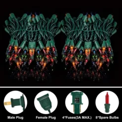 4x100 LED Multicolor Christmas Green Wire String Lights 21.3ft -Holiday Decor Store 4Pcs 100 LED Christmas Multicolor Green Wire String Lights 21 6 600x600 1