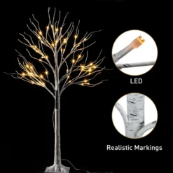 64 LED White Birch Tree Decoration With Lights 4ft -Holiday Decor Store 4ft White Birch Tree Decoration with 64 LED Lights 7 result 600x600 1