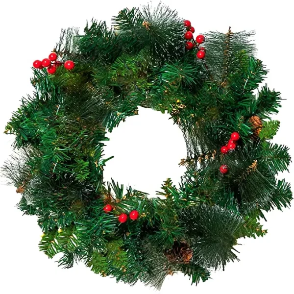 50 LED Artificial Christmas Pre Lit Wreaths 20in 4 50 LED Artificial Christmas Pre Lit Wreaths 20in - Image 4