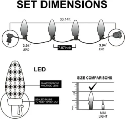 50 Warm White LED C9 Green Wire String Lights -Holiday Decor Store 50 Warm White LED C9 Green Wire String Lights 1 600x571 1