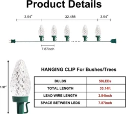 50 Warm White LED C9 Green Wire String Lights -Holiday Decor Store 50 Warm White LED C9 Green Wire String Lights 6 600x546 1