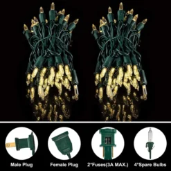 2x100 LED Christmas Clear Green Wire 26.25ft -Holiday Decor Store 52.5 FT 200 Count Christmas Clear Green Wire result 600x600 1