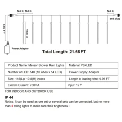 10 Tubes (19.8 In) Christmas Meteor Shower Lights, Blue -Holiday Decor Store 540 LEDs Christmas Meteor Shower Lights Blue 3 result 600x600 1