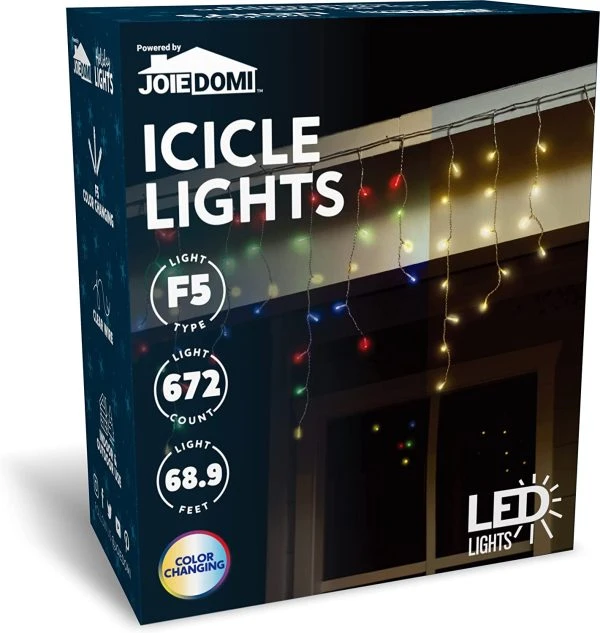 672 LED Color Changing Christmas Icicle Lights 49.6ft 1 672 LED Color Changing Christmas Icicle Lights 49.6ft