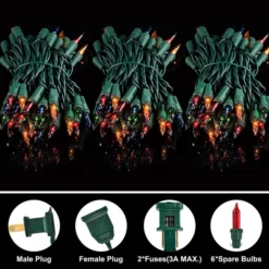 2x150 LED Multicolor Christmas Green Wire String Lights 38.7ft -Holiday Decor Store 77.4 FT 300 Count Christmas Multicolor Green Wire String Lights 3 result 600x600 1