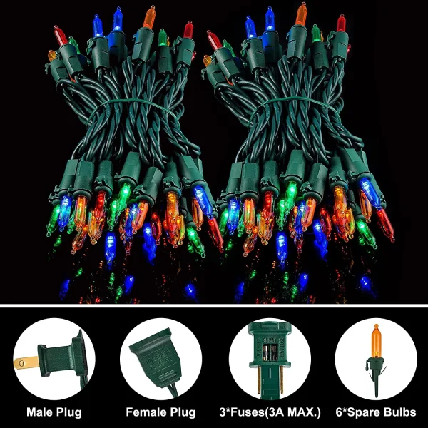 3x100 LED Multicolor Led Christmas Green Wire String Lights 26.25ft 4 3x100 LED Multicolor Led Christmas Green Wire String Lights 26.25ft - Image 4