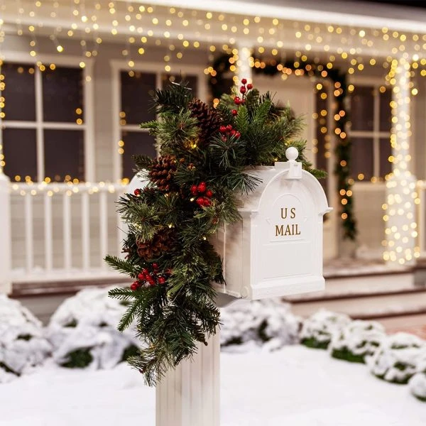 Pre Lit Christmas Mailbox Swag 36in 1 Pre Lit Christmas Mailbox Swag 36in