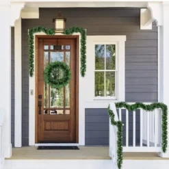 100 Warm White Lights Prelit Christmas Garland 9ft -Holiday Decor Store 9 Foot Prelit Christmas Garland with Lights Red Berries 4 result 600x600 1