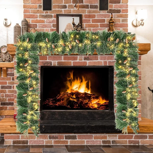 9ft Prelit Garland With 50 Warm White String Lights 1 9ft Prelit Garland With 50 Warm White String Lights