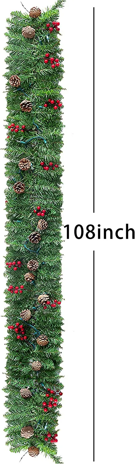 9ft Prelit Garland With 50 Warm White String Lights 5 9ft Prelit Garland With 50 Warm White String Lights - Image 5