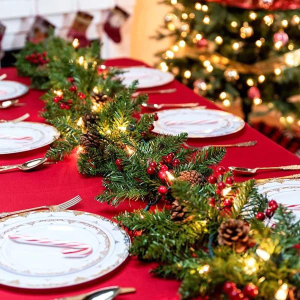 9ft Prelit Garland With 50 Warm White String Lights 6 9ft Prelit Garland With 50 Warm White String Lights - Image 6