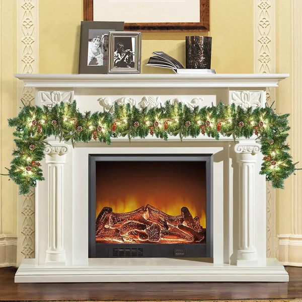 9ft Snow Flocked Prelit Christmas Garland With 50 Lights 1 9ft Snow Flocked Prelit Christmas Garland With 50 Lights