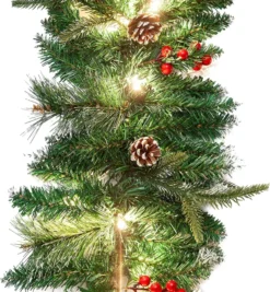 9ft Snow Flocked Prelit Christmas Garland With 50 Lights 9 9ft Snow Flocked Prelit Christmas Garland With 50 Lights -Holiday Decor Store 9 ft Snow Flocked Artificial Garland with 50 Lights amp Decorations 4 result 600x649 1