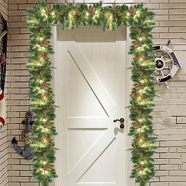 9ft Snow Flocked Prelit Christmas Garland With 50 Lights 6 9ft Snow Flocked Prelit Christmas Garland With 50 Lights - Image 6