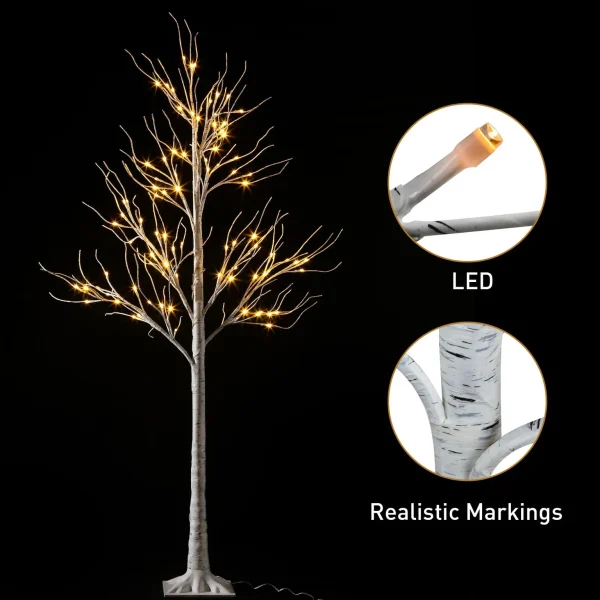 96 LED White Birch Tree Decoration With Lights 6ft 3 96 LED White Birch Tree Decoration With Lights 6ft - Image 3