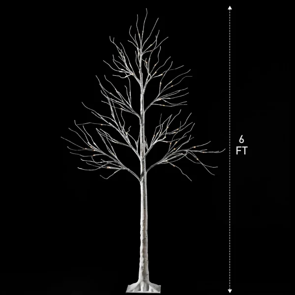 96 LED White Birch Tree Decoration With Lights 6ft 4 96 LED White Birch Tree Decoration With Lights 6ft - Image 4