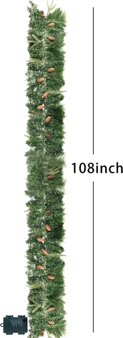 100 LED Pre Lit Christmas Garland 9ft -Holiday Decor Store 9ft Christmas Garland Prelit with 100 LED String Lights Cone 5 result