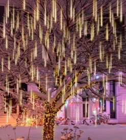 2 X 8 Tubes (12in) Christmas Icicle String Lights, Warm White