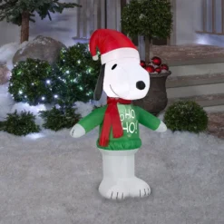 42" Ft Snoopy Ho Ho Ho Santa Airblown Inflatable Peanuts Christmas Yard Decor