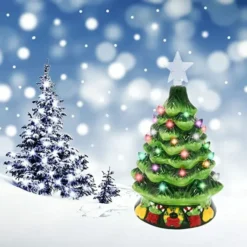 Pre Lit Ceramic Tabletop Christmas Tree 7in -Holiday Decor Store Ceramic Christmas Tree with Candy Cane 7in 6 600x600 1