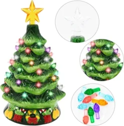 Pre Lit Ceramic Tabletop Christmas Tree 7in -Holiday Decor Store Ceramic Christmas Tree with Candy Cane 7in 7 600x610 1