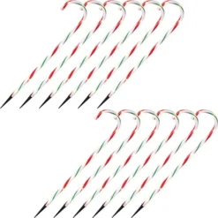 12pcs Thick Red And Green Candy Cane Light Stakes 28in -Holiday Decor Store Christmas Candy Cane Pathway Markers Thick Green 28in 1 600x600 1