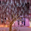 8 Tubes (12in) White Icicle String Meteor Shower Christmas Lights
