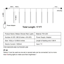 8 Tubes (12in) White Icicle String Meteor Shower Christmas Lights -Holiday Decor Store Christmas Meteor Shower Icicle String Lights 6 result 600x600 1