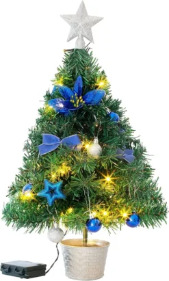 DIY Blue Small Tabletop Christmas Tree With LED Lights 24 In -Holiday Decor Store DIY Tabletop Mini Christmas Tree Blue 24in 3 result 600x998 1