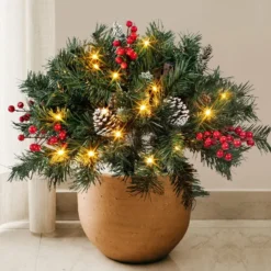 Frosted Christmas Urn Fillers With Pine Cone And Red Berry 18in -Holiday Decor Store Frosted Urn Filler with Cones amp Red Berries 6 result 600x600 1