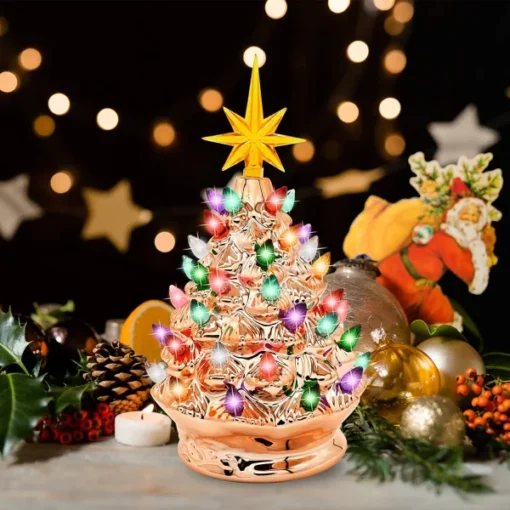 9.25in Prelit Gold Ceramic Tabletop Christmas Tree -Holiday Decor Store Gold Ceramic Christmas Tree 9in 1 result 600x600 1