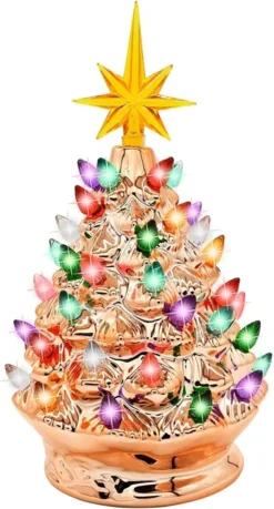 9.25in Prelit Gold Ceramic Tabletop Christmas Tree -Holiday Decor Store Gold Ceramic Christmas Tree 9in 2 result 600x1115 1