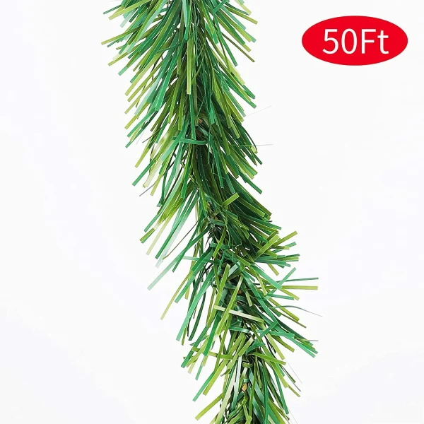 Non Lit Green Artificial Christmas Garland Decorations 50ft 3 Non Lit Green Artificial Christmas Garland Decorations 50ft - Image 3