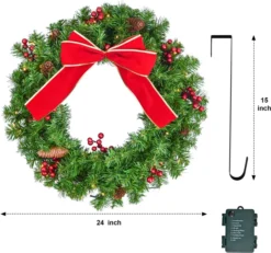 Artificial Christmas Wreath Bows With Red Berries 12in 8 Artificial Christmas Wreath Bows With Red Berries 12in -Holiday Decor Store Holiday Christmas Bow Wreath with LED Lights 24in 3 result 600x560 1