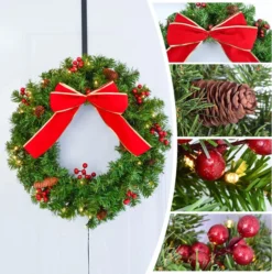 Artificial Christmas Wreath Bows With Red Berries 12in 11 Artificial Christmas Wreath Bows With Red Berries 12in -Holiday Decor Store Holiday Christmas Bow Wreath with LED Lights 24in 6 result 600x605 1