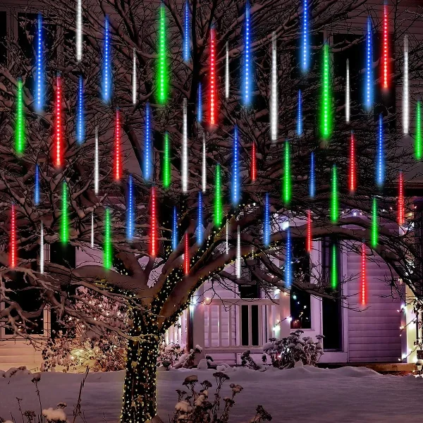 8 Tubes (12in) Christmas Meteor Shower Rain Lights, Multicolor 2 8 Tubes (12in) Christmas Meteor Shower Rain Lights, Multicolor - Image 2