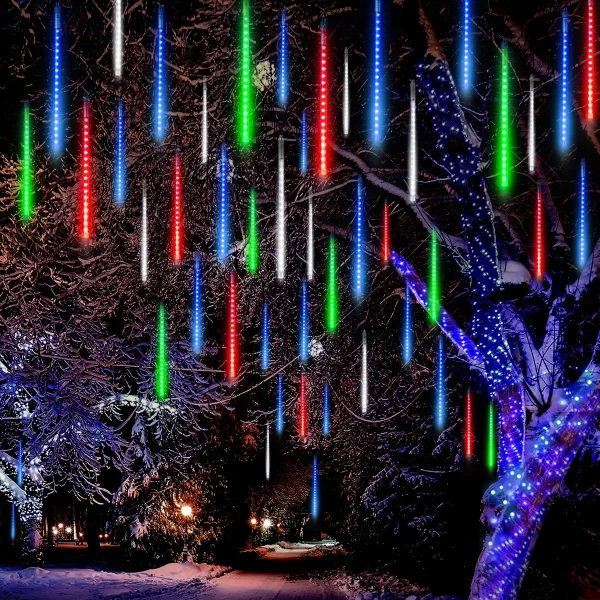 8 Tubes (12in) Christmas Meteor Shower Rain Lights, Multicolor 5 8 Tubes (12in) Christmas Meteor Shower Rain Lights, Multicolor - Image 5