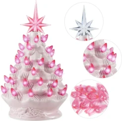 9in Ceramic Pink Tabletop Christmas Tree Prelit -Holiday Decor Store Pink Ceramic Christmas Tree 9in 4 result 1 600x596 1