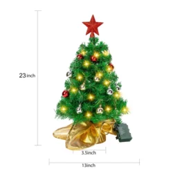 50 LED Pre Lit Tabletop Christmas Tree 23in 10 50 LED Pre Lit Tabletop Christmas Tree 23in -Holiday Decor Store Prelit Table top Christmas tree with DIY Kits Gold 23in 6 result 600x600 1
