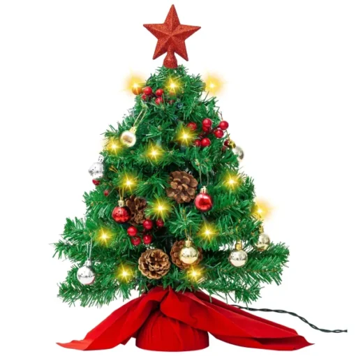 Mini Artificial Tabletop Christmas Tree Kit 23in -Holiday Decor Store Prelit Table top Christmas tree with DIY Kits Red 23in 1 result 600x600 1