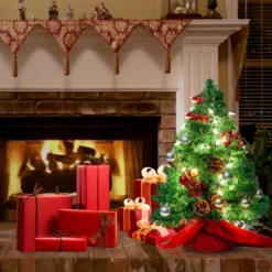 Mini Artificial Tabletop Christmas Tree Kit 23in -Holiday Decor Store Prelit Table top Christmas tree with DIY Kits Red 23in 5 result 600x600 1