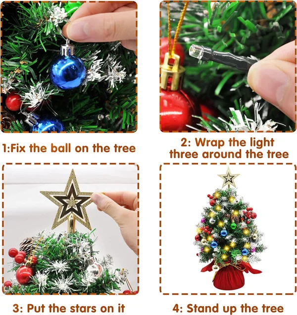 Prelit Snow Flocked Artificial Christmas Tree 21in 4 Prelit Snow Flocked Artificial Christmas Tree 21in - Image 4