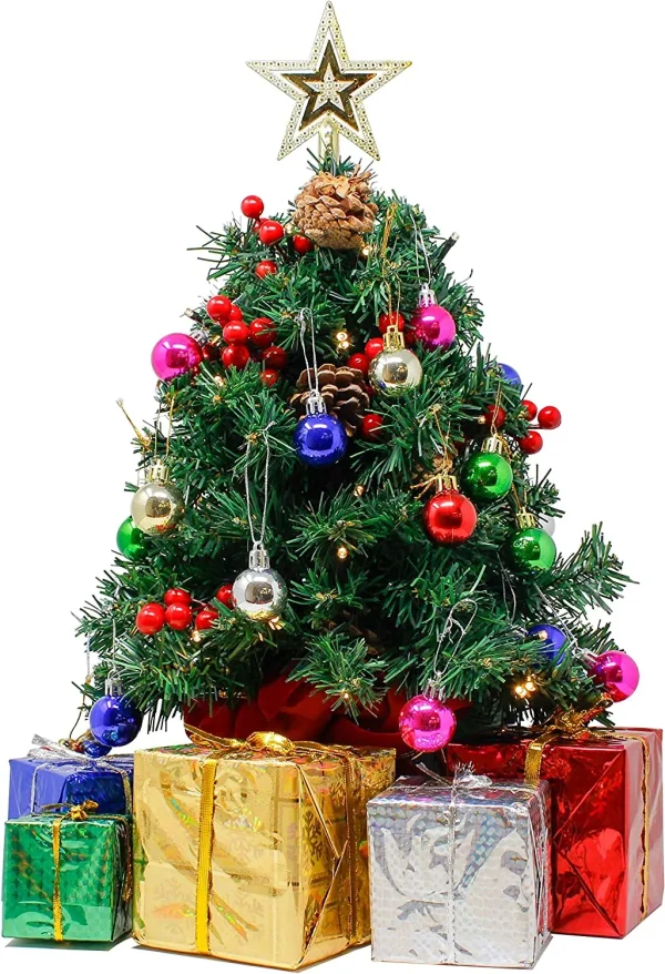 Prelit Tabletop Mini Artificial Christmas Tree 24in 3 Prelit Tabletop Mini Artificial Christmas Tree 24in - Image 3