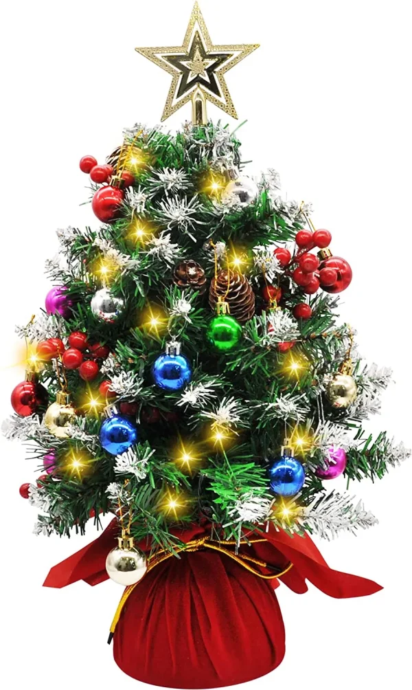 Prelit Snow Flocked Artificial Christmas Tree 21in 6 Prelit Snow Flocked Artificial Christmas Tree 21in - Image 6