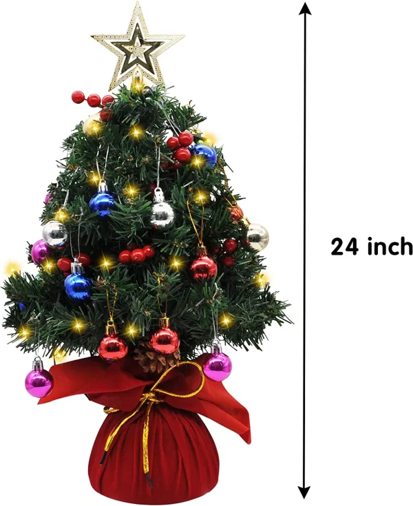 Prelit Tabletop Mini Artificial Christmas Tree 24in 6 Prelit Tabletop Mini Artificial Christmas Tree 24in - Image 6