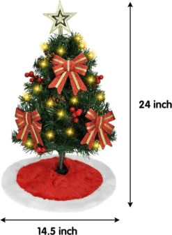 Pre Lit Table Top Christmas Tree Decoration 24in -Holiday Decor Store Prelit Tabletop Christmas Tree with Tree Skirt 24in 6 result 600x817 1